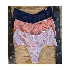 Victoria's Secret High Rise Wide Side Thong Bundle sz M New